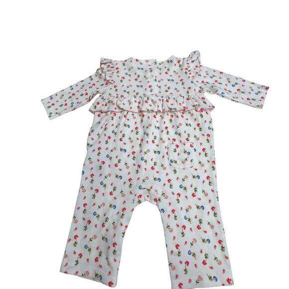 New Janie and Jack White Floral Print Ruffle One‎ Piece - Picture 2 of 6